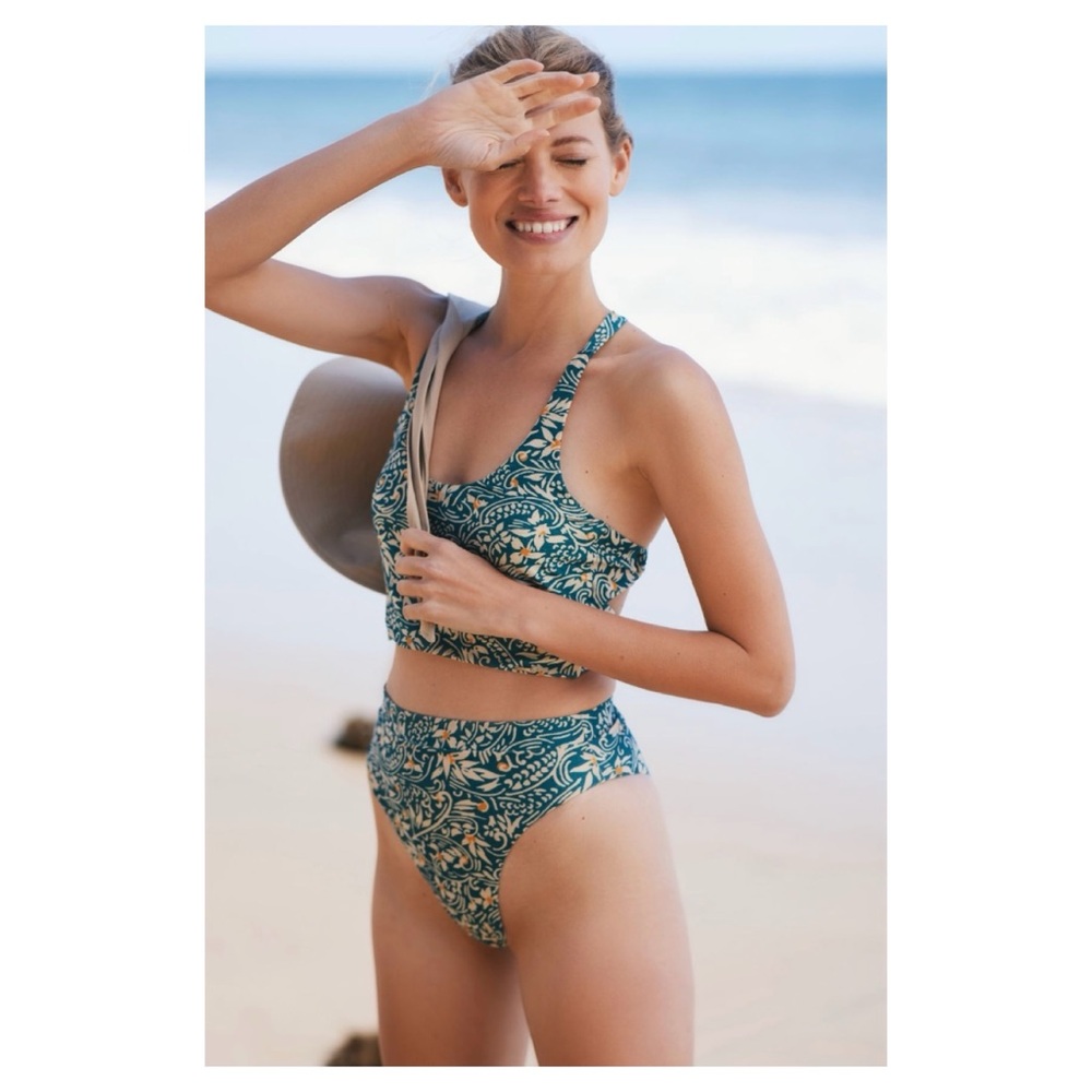 NWT Anthropologie Boamer Lando Fer Bikini in Vintage Flower Lurex Size Small